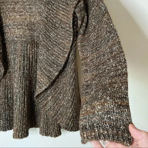 Knit Open Front Cardigan Sweater Drape Collar Size 14/16 Cotton - Picture 2 of 10